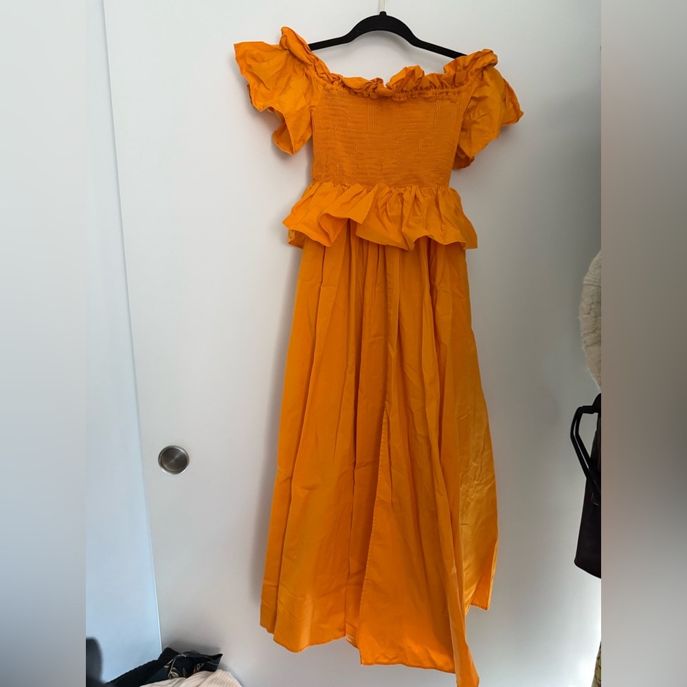Vibrant Orange Ruffled Dress